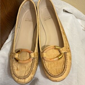 Stuart Weitzman Tan Gold Flats with Classic Design